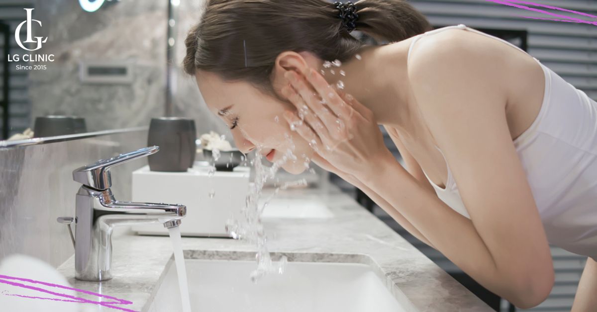 Rửa mặt 2 lần/ngày để ngừa mụn đầu đen