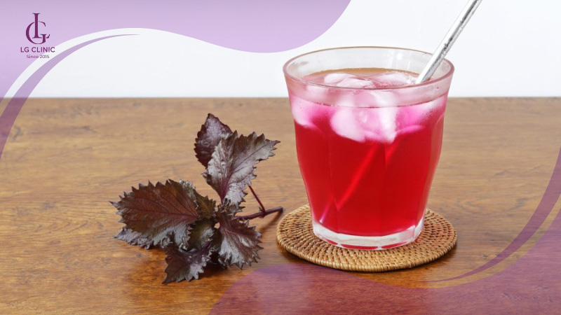 uống nước lá tía tô có trắng da không