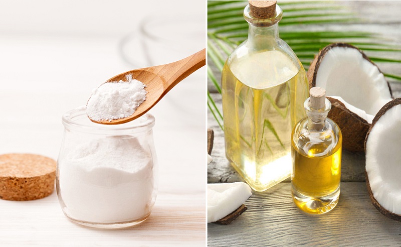 baking soda và dầu dừa