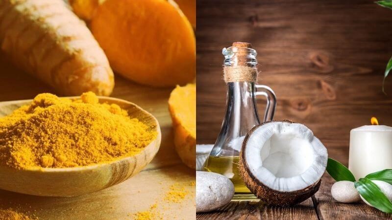tinh bột nghệ và dầu dừa