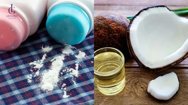 cách trị thâm nách bằng phấn rôm và dầu dừa