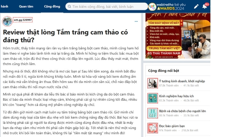 Review của người dùng về hiệu quả tắm trắng từ bột cam thảo