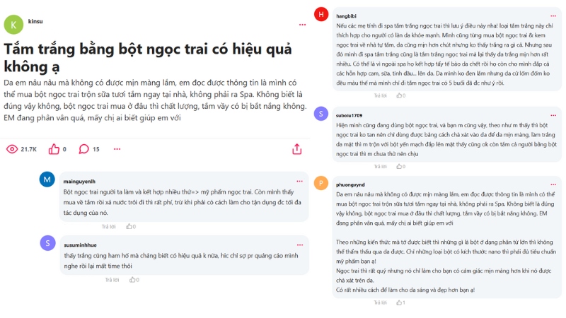 Review tắm trắng bằng bột ngọc trai trên diễn đàn Webtretho