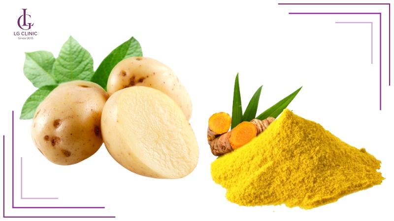 cách tắm trắng bằng khoai tây và tinh bột nghệ