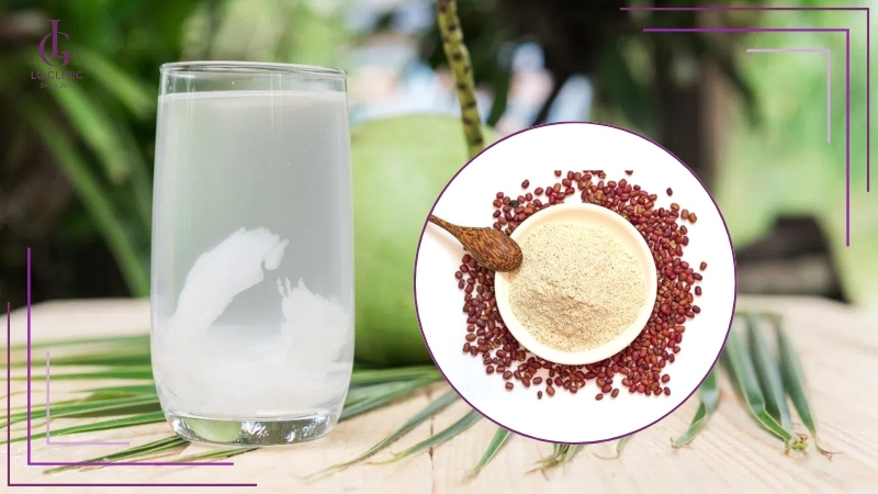 bột đậu đỏ và nước dừa