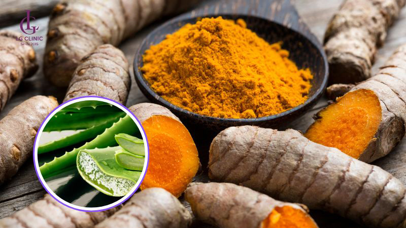 cách trị mụn thâm bằng nha đam và bột nghệ