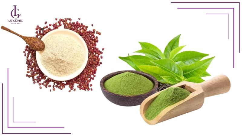 cách tắm trắng bằng trà xanh và bột đậu đỏ