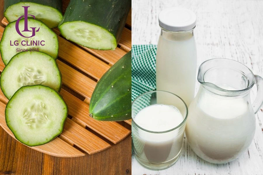 Cách làm trắng da bằng dưa chuột và sữa chua không đường