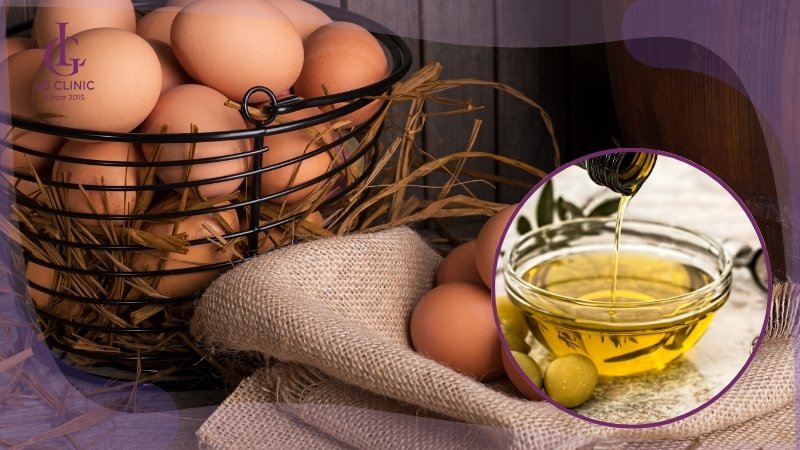 cách làm trắng da bằng trứng gà và dầu oliu