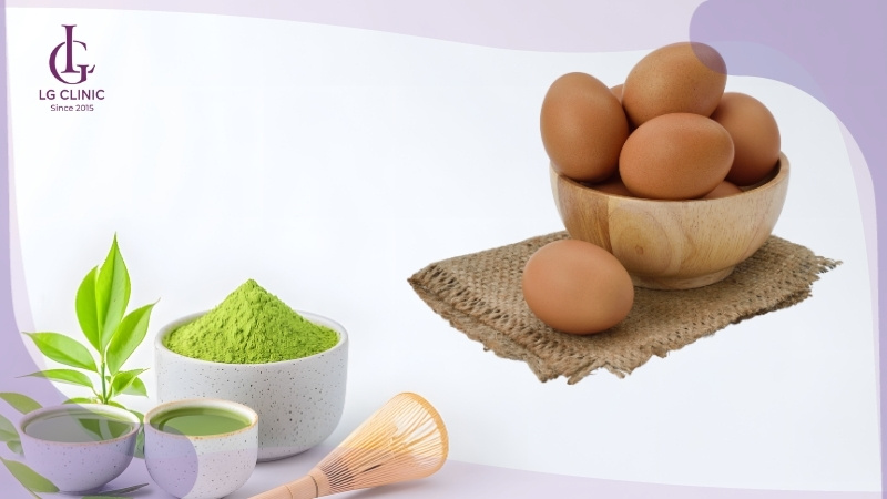 cách làm trắng da bằng trứng gà và trà xanh