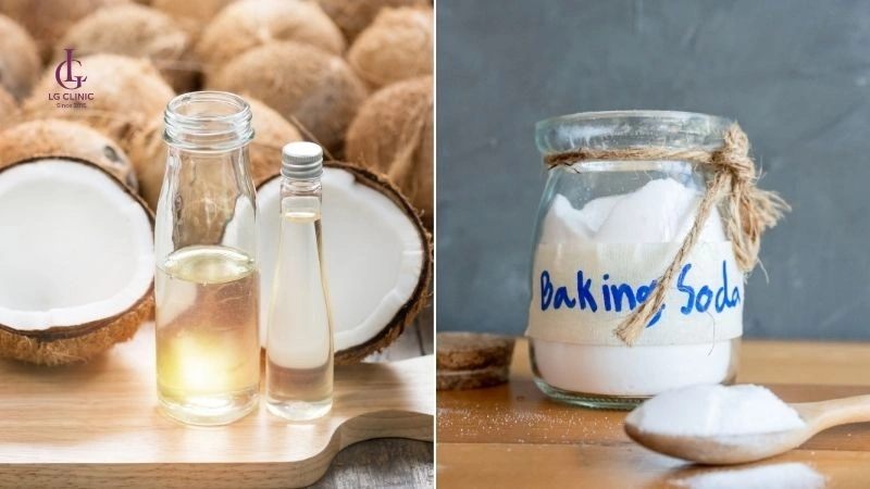 baking soda và dầu dừa