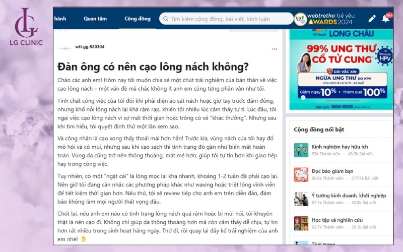 có nên cạo lông nách nam