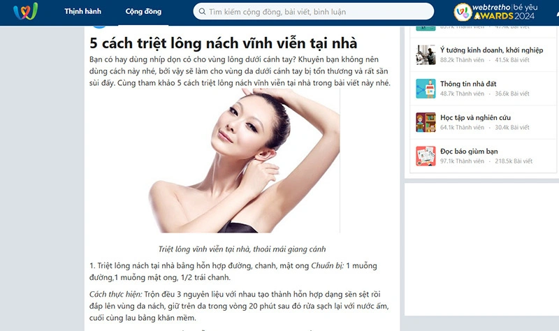 cách triệt lông nách tại nhà