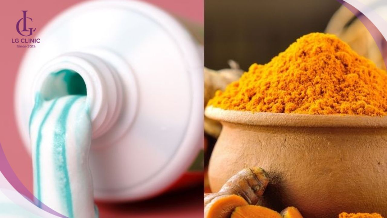 cách làm trắng da bằng kem đánh răng và bột nghệ
