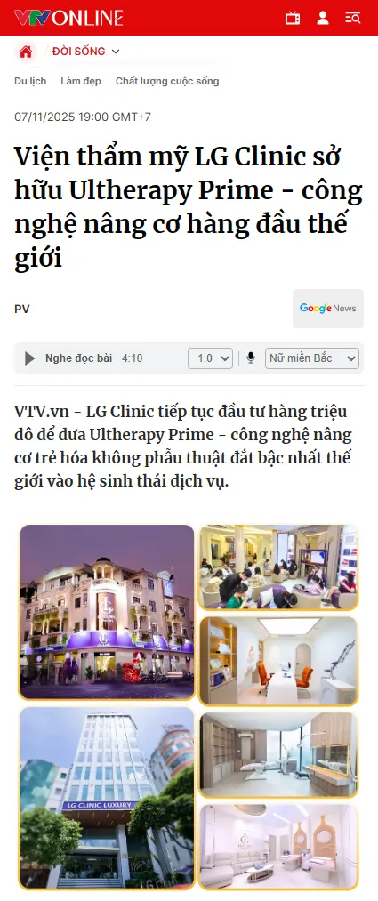 VTV.vn Viện thẩm mỹ LG Clinic sở hữu Ultherapy Prime công nghệ nâng cơ hàng đầu thế giới